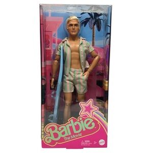 Barbie The Movie - Ken Doll Wearing Pastel Striped Beach Matching / New